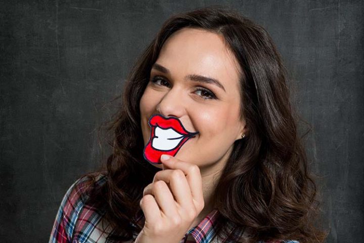 Woman with fake lips
