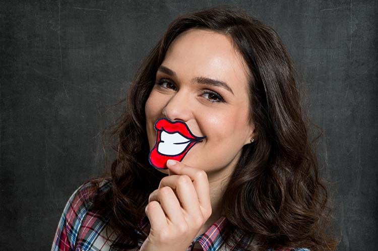 Woman with fake lips
